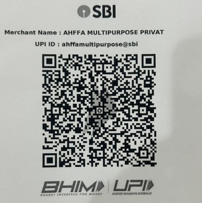 AHFFA SBI UPI QR Code